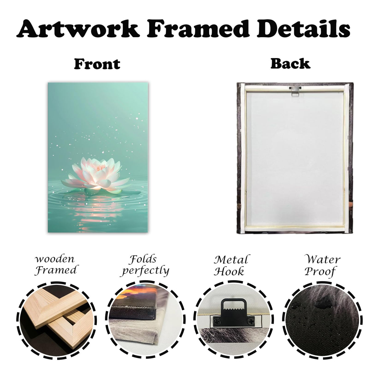 Lotus Flower Wall Art Minimalist Zen Calming Floral Canvas Print Water Lily Art for Living Room Bedroom Meditation Room Decor (Artwork-6 / 18"L x 12"W)