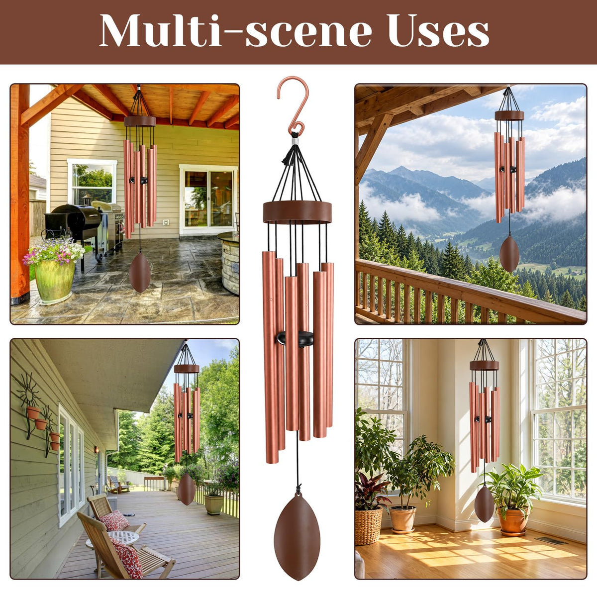 36 Inch Deep Tone Wind Chimes for Outside (36"cp)
