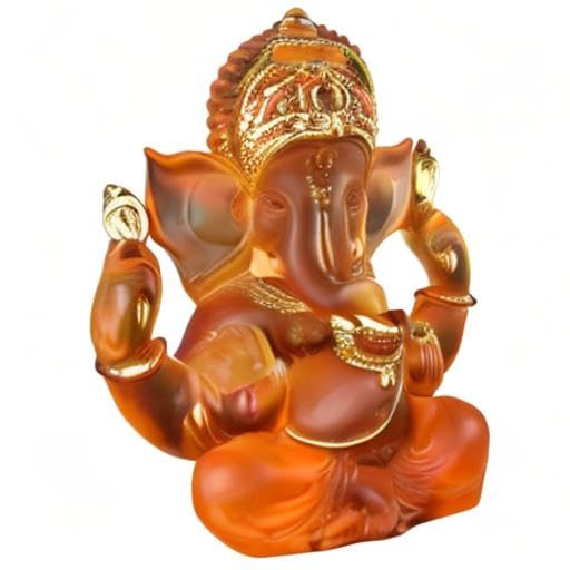 Indian God Lord Ganesha Statue (Orange / 5.5")