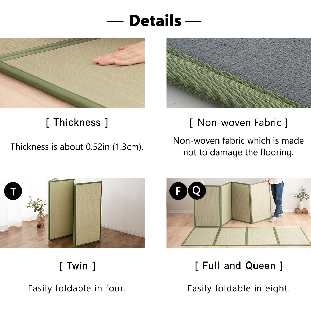 Japanese Tatami Mat Small (2'11" x 6'7" (Rectangular) / Natural)