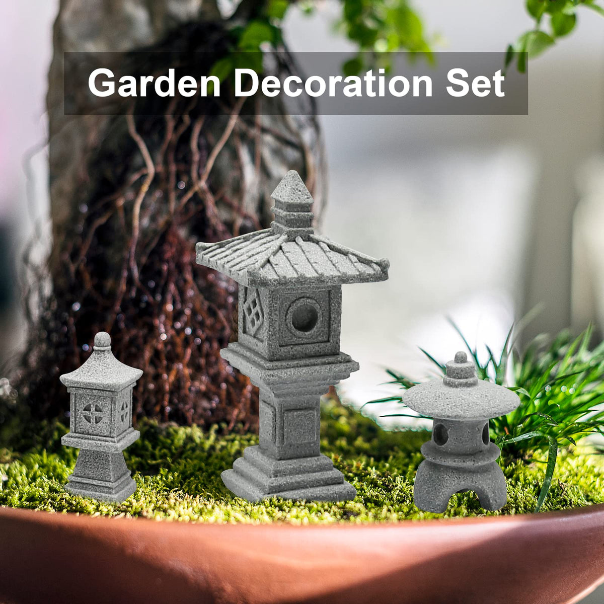 Miniature Japanese Pagoda Figurines Mini Pagoda Garden Statue (Circle Pagoda Statue)