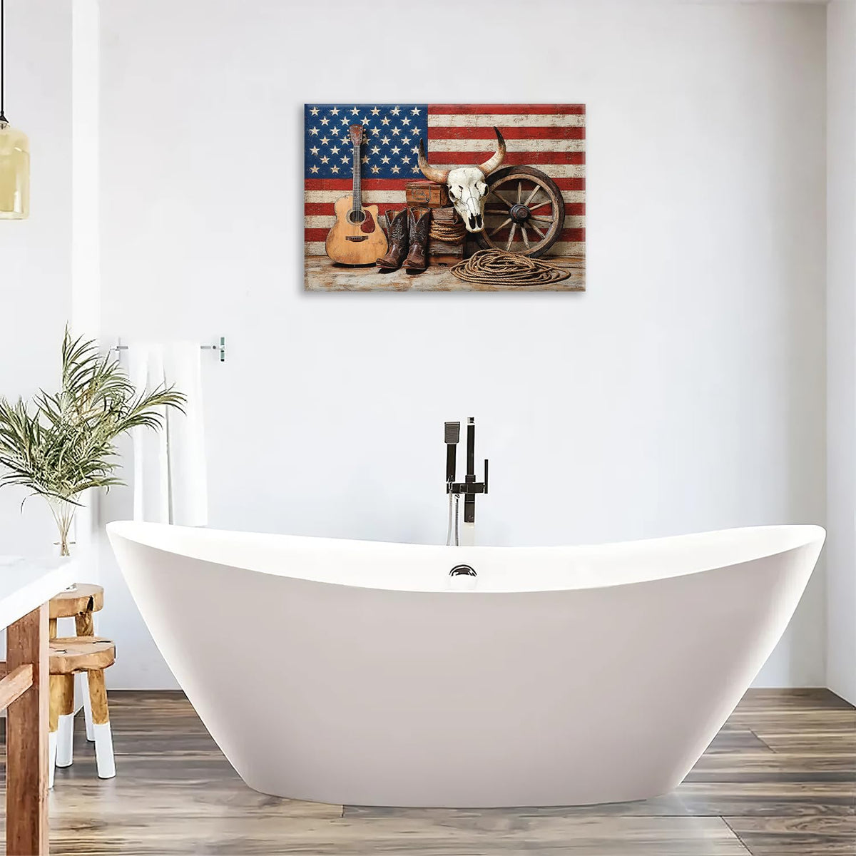 Western Wall Art (Western And Flag / 24"L x 16"W)
