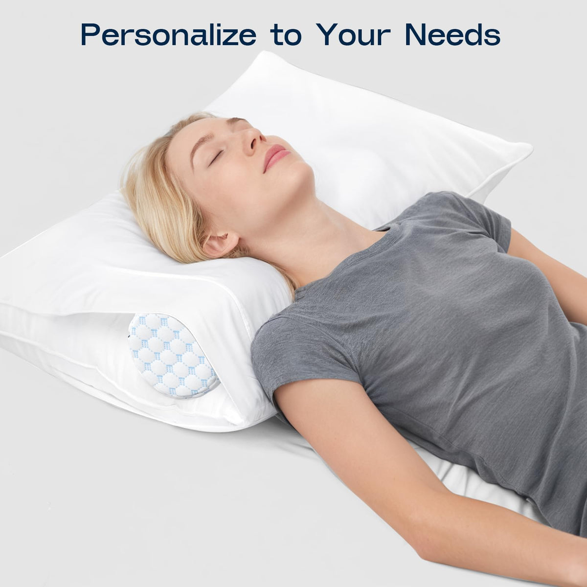 Neck Roll Pillow for Neck Pain Relief (Cool Blue / Large - 6.0" H)