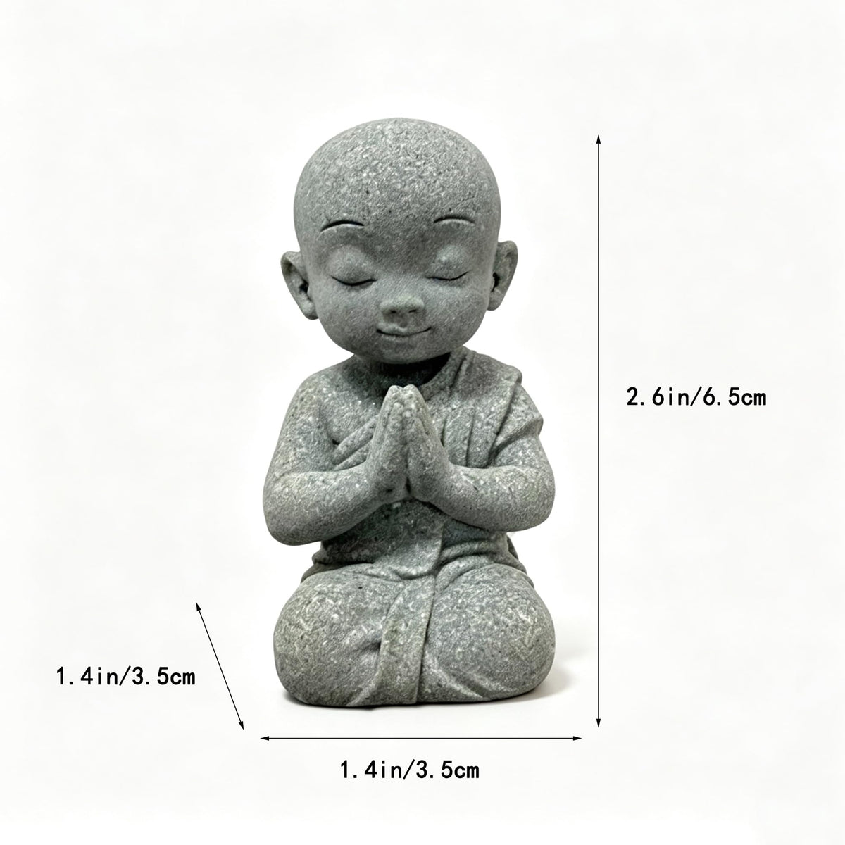 Praying Monk Figurine Standing Monk Statue Zen Meditating Sculpture (ES)