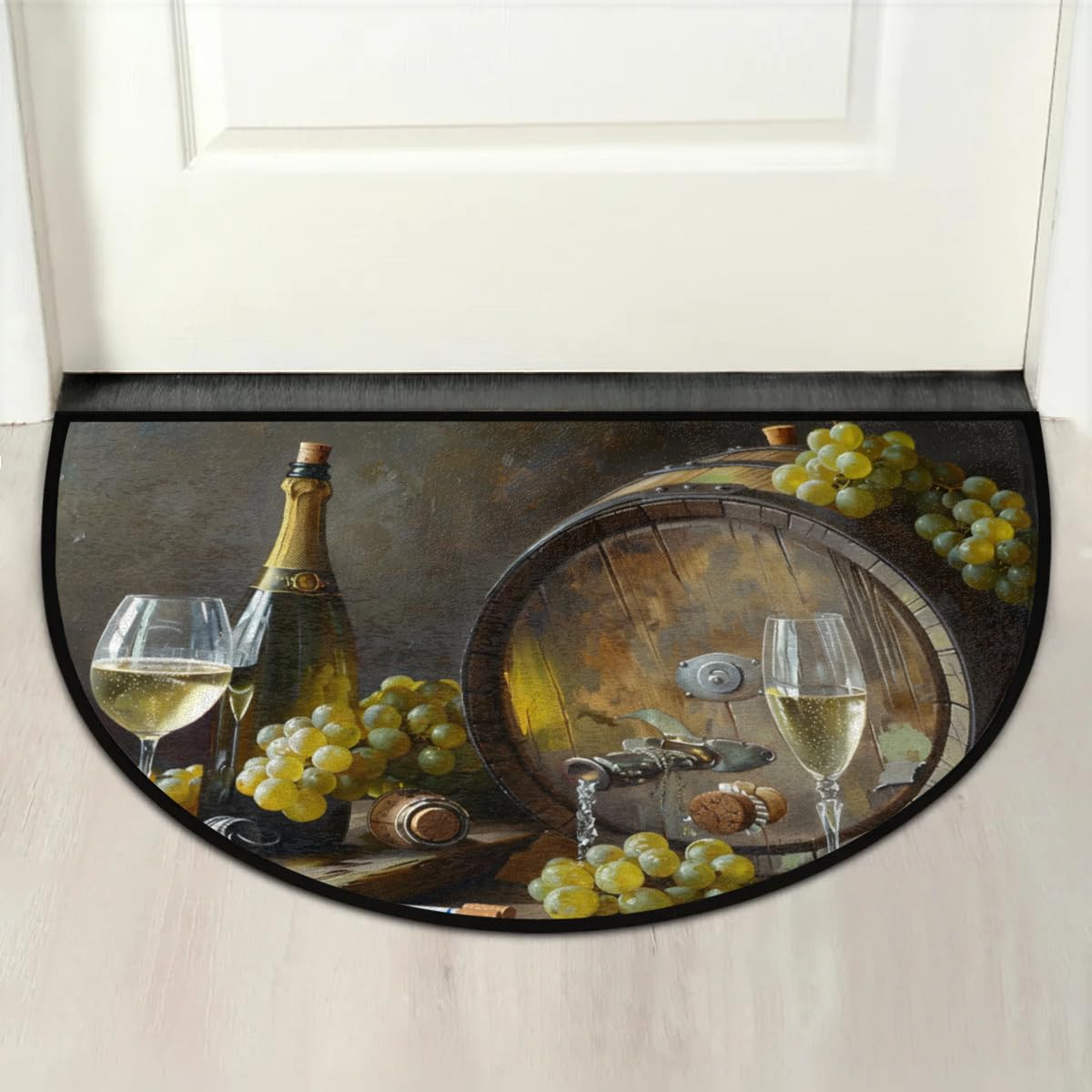 Half Round Door Mat Grape Wine Pattern Non (C 03)