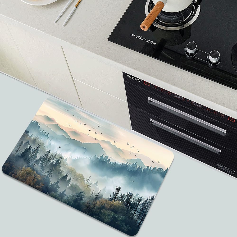 Bath Mat Bathroom Rug (Beautiful Misty Forest- / 20 x 31 inches)