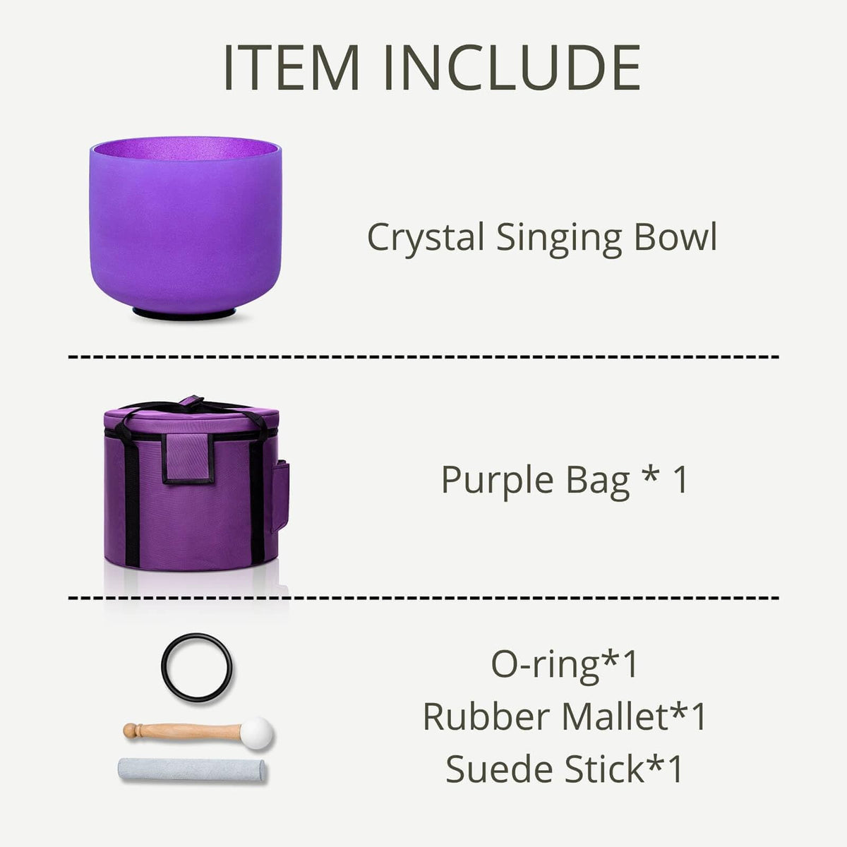 Crystal Singing Bowl 8 in Purple B Note 432Hz with Carrying Case (Purple B Note)