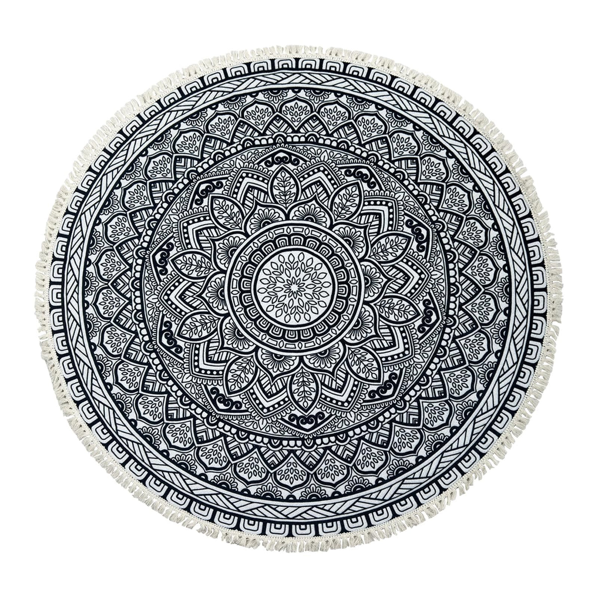 Round Rug 5Ft Circle Boho Washable Farmhouse Bedroom Carpet (Boho Flower 2 / 5' (Round))