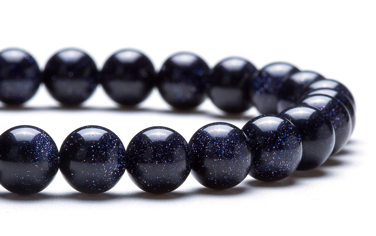 Men Women 8mm Natural Stone Lava Rock Diffuser Bracelet (Blue Sand)