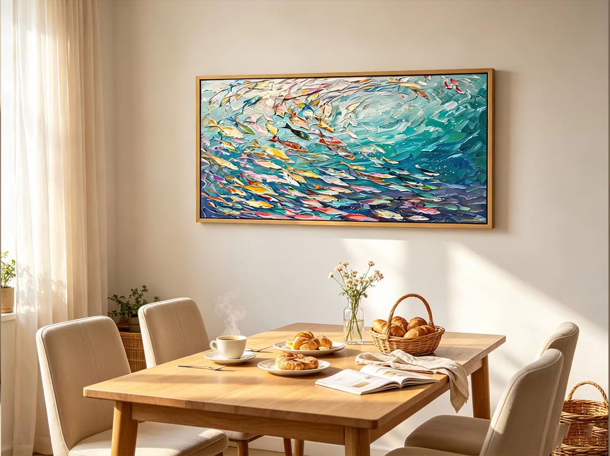 Abstract Ocean Wall Art (Fish / 40"L x 20"W)