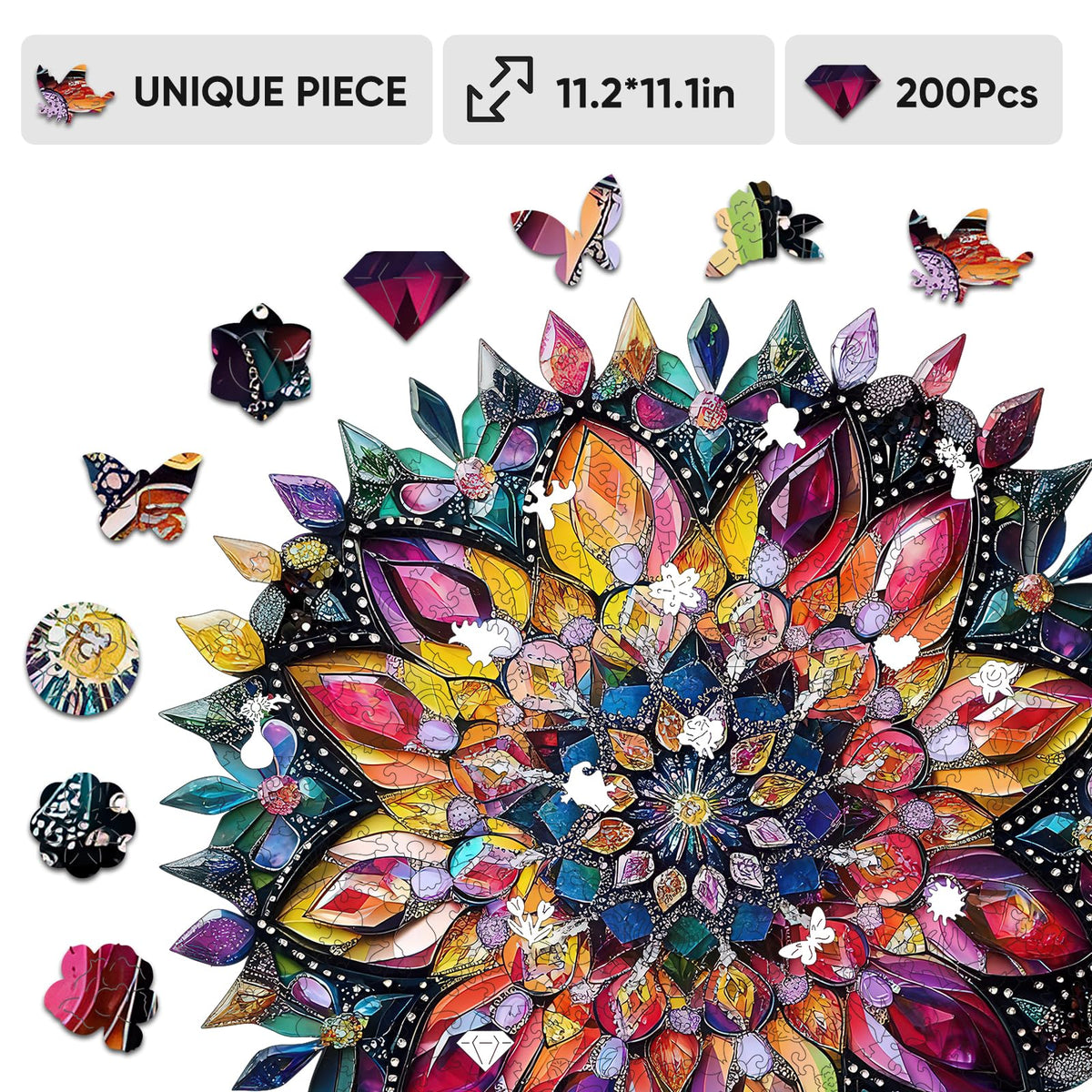 Wooden Puzzles for Adult (200Pcs / Diamond Mandala)