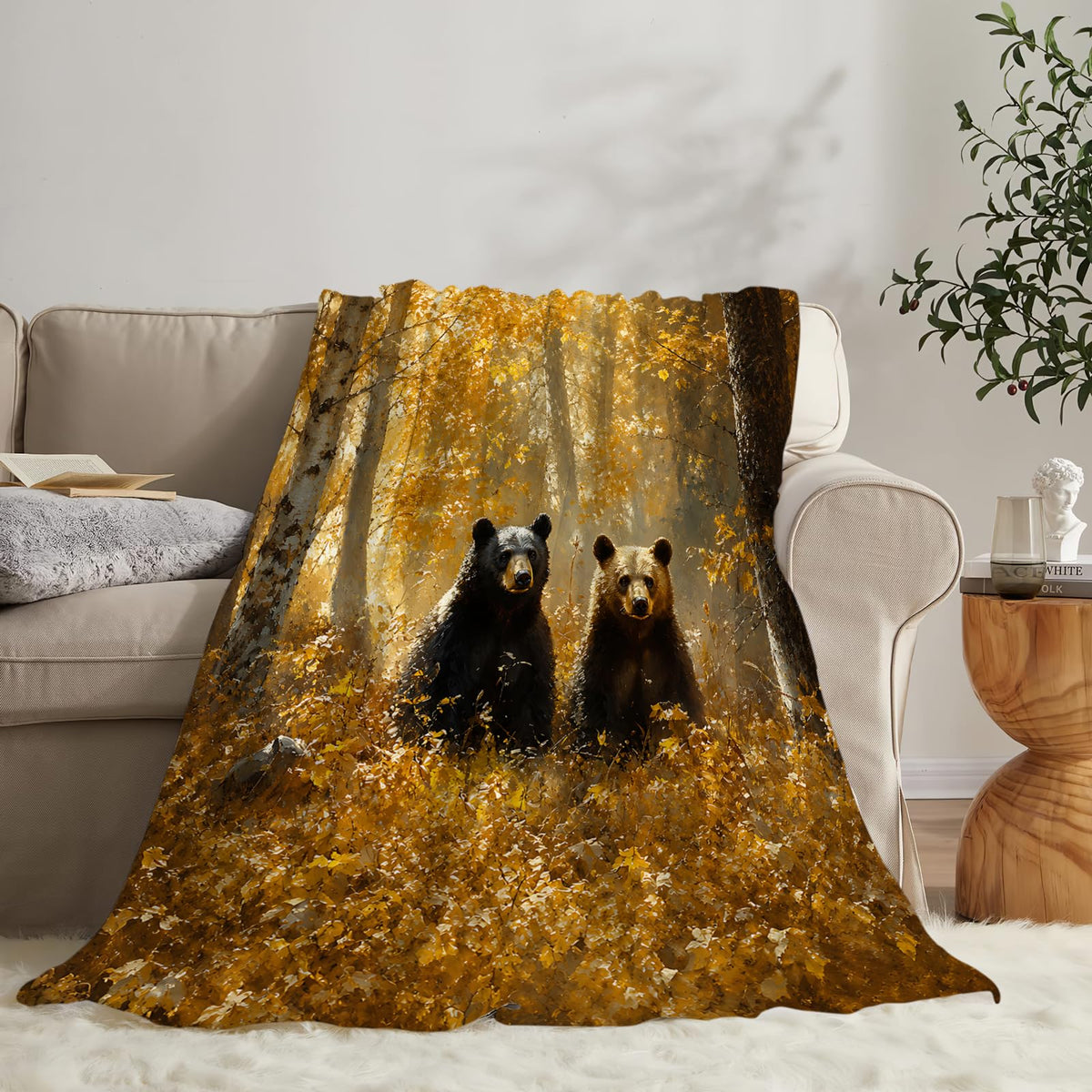 Bear Blanket Wildlife Animal Gifts Throw Blanket 60"X80" (60"x80" / Bear-3)