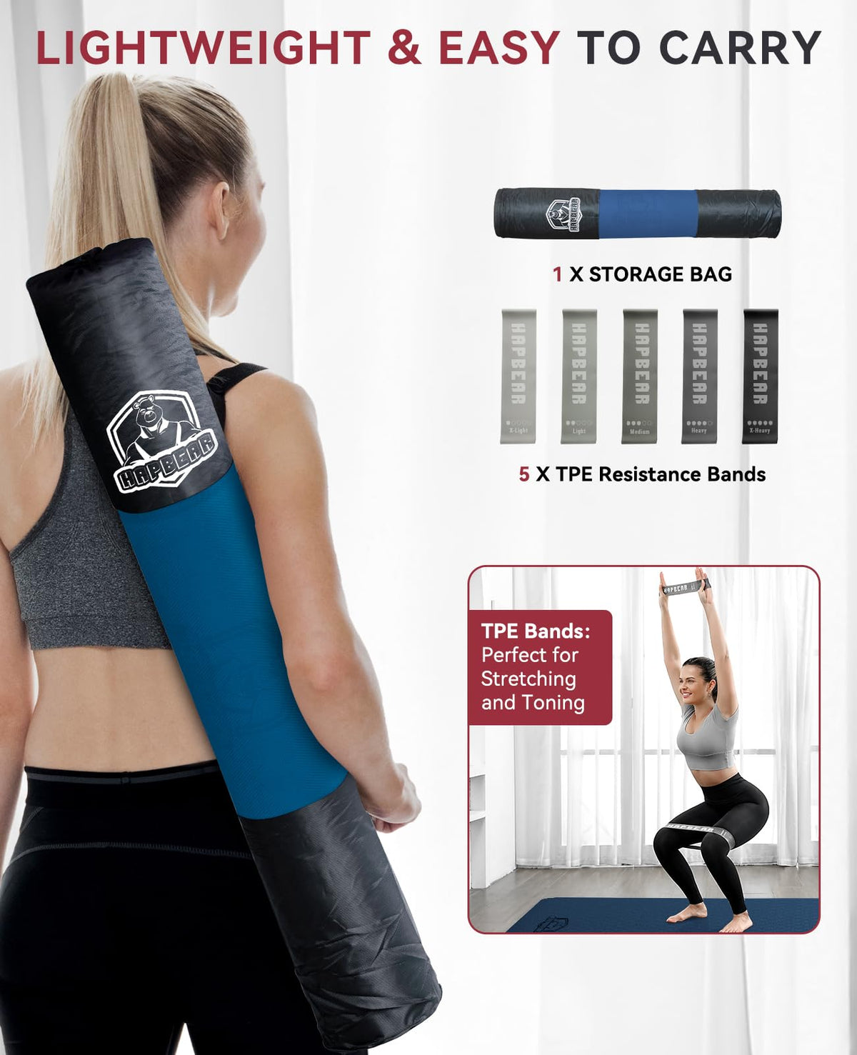 Large Yoga Mat (Navy blue/Orange)