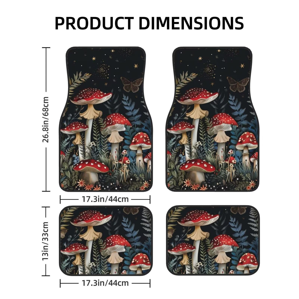 Mushroom Car Floor Mats Black and Red Car Floor Mats (Mushroom)