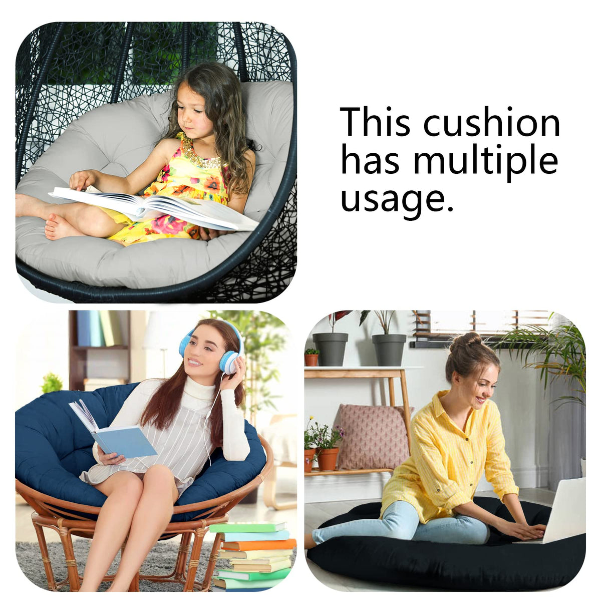 52In Papasan Chair Cushion (Black)