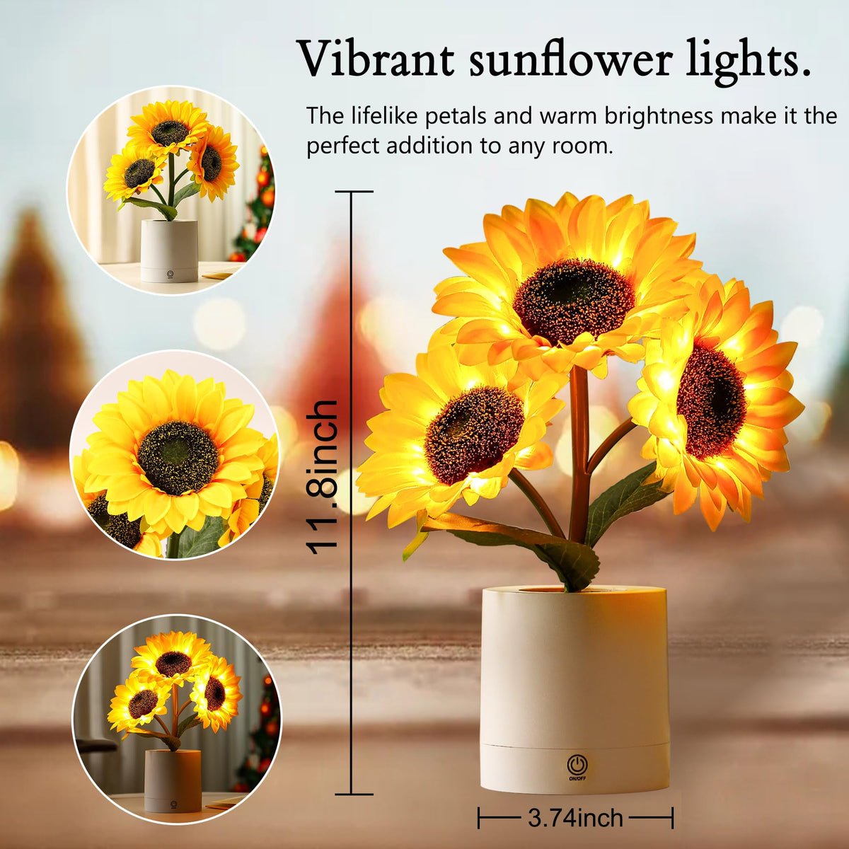 Sunflower Lamp Decor Meaningful Gifts for Women Mom Grandma Her Birthday (SUNFLOWER)