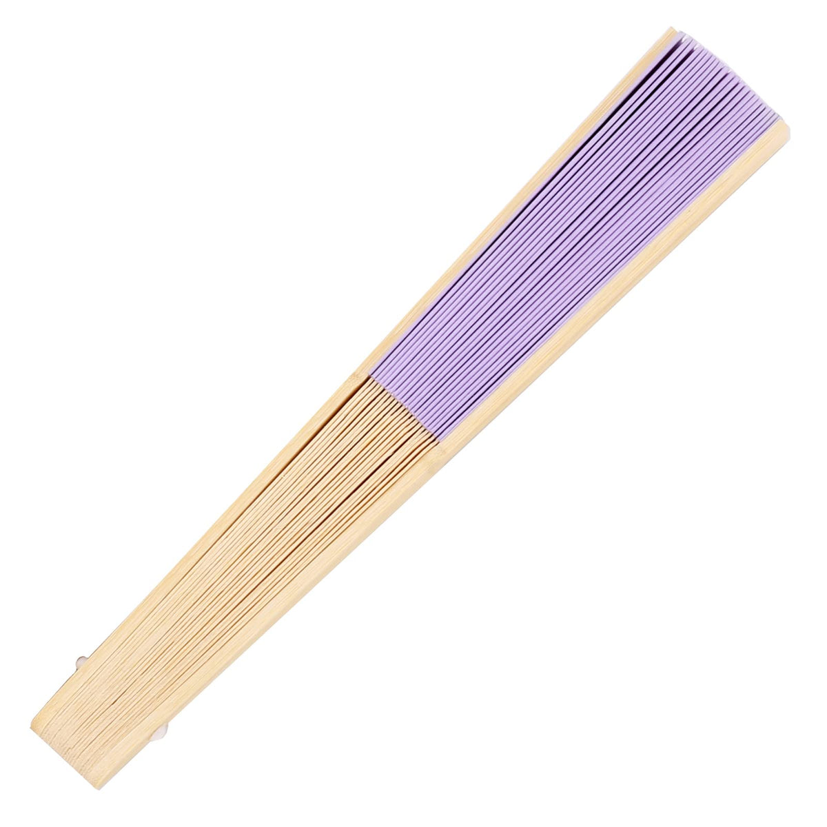 50pcs Paper Hand Fan with Organza Bags Bamboo Handheld Folding Fan DIY Decorative Wedding Party Favors (Light Purple)