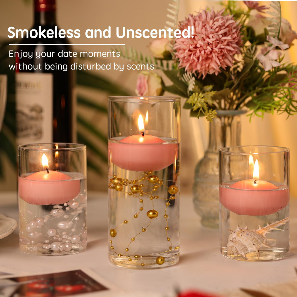 36 Pack 2 Inch Pink Floating Candles (Pink-36pack / 2 inch)