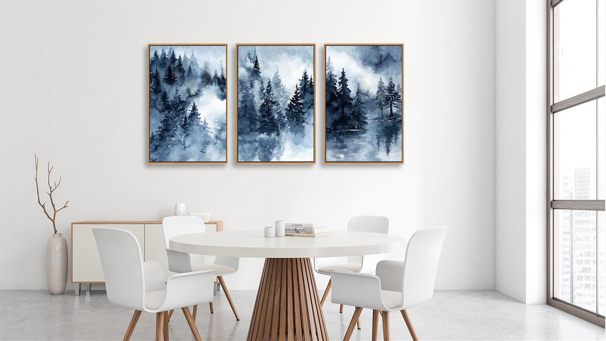 Foggy Forest Framed Wall Art (Blue Grey Foggy Forest / 24"L x 16"W)