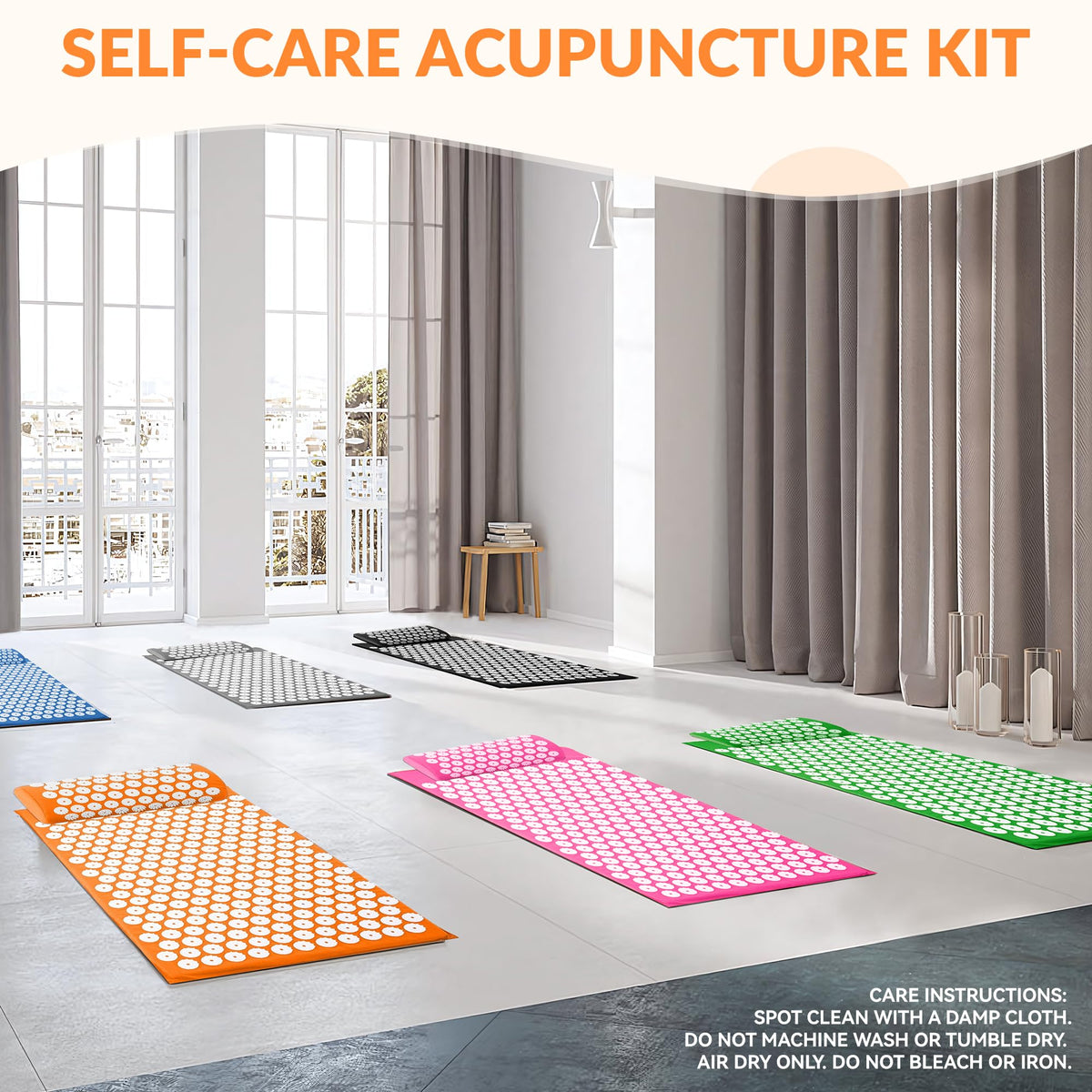 Acupressure Mat and Pillow Set for Back (Orange)