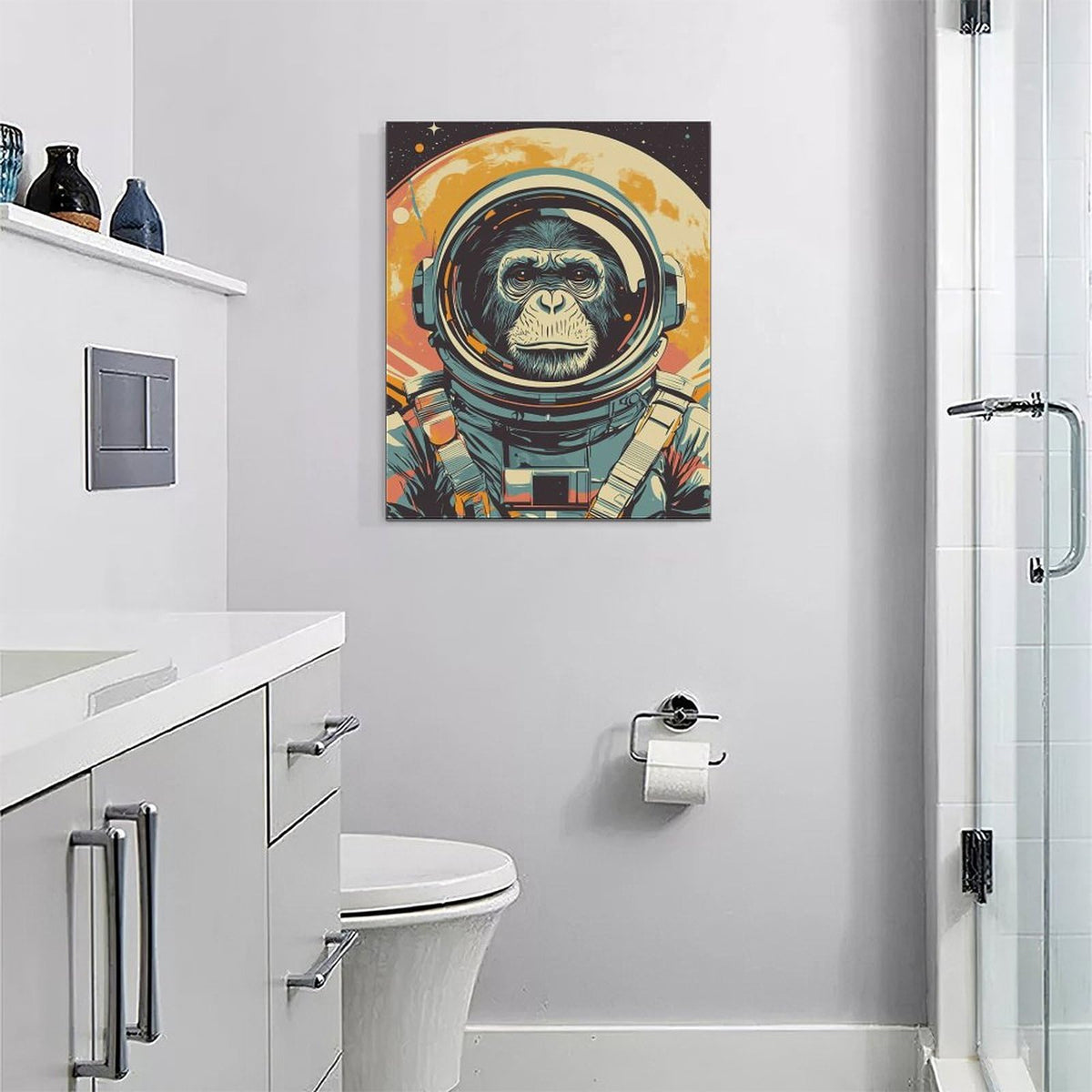Gorilla Wall Art Cool Monkey Pictures Gorilla Canvas Wall Decor Monkey Painting Home Modern Artwork Decorations Framed for Living Room Bedroom Bathroom Office 16 x 20 inch (16" x 20" / Monkey)