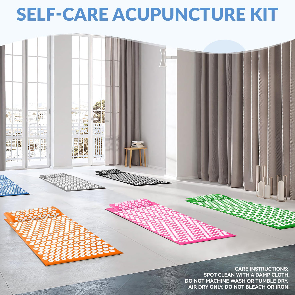 Acupressure Mat and Pillow Set for Back (Aqua Blue)