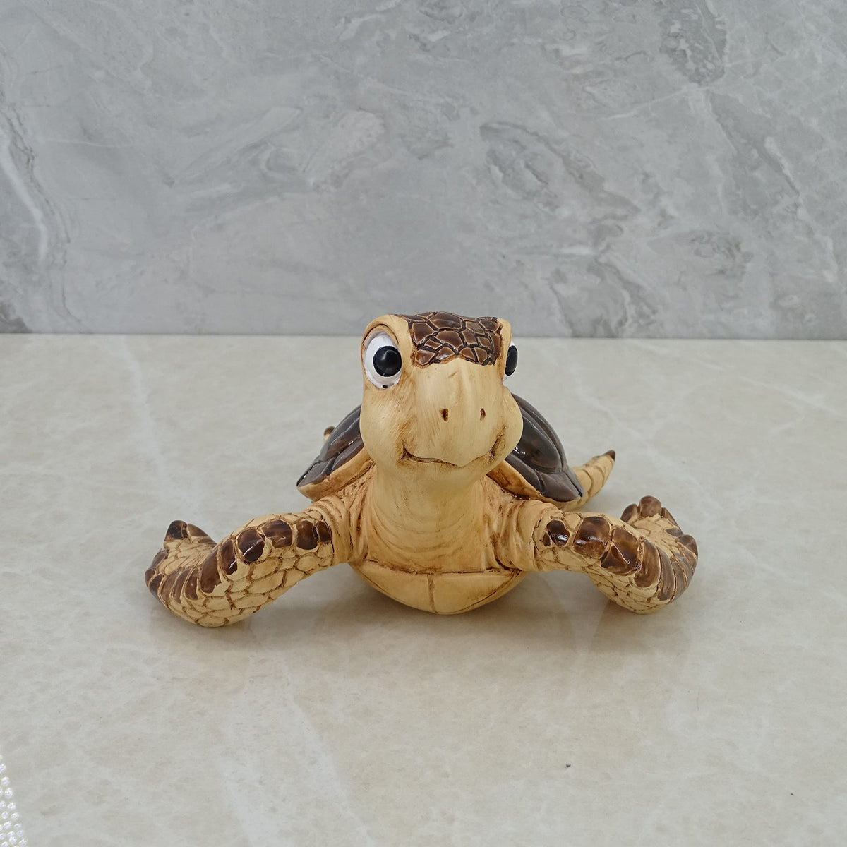 Decorative Resin Sea Turtle Statue. Lovely Baby Seaturtle Figurine. Wild sea Life Blue Sea Turtle Table Décor. and Gift (Brown1)