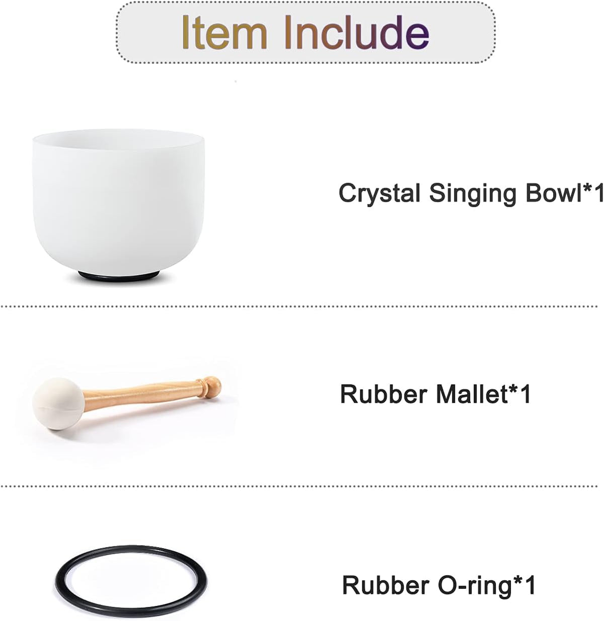 Crystal Singing Bowl White 8 Inch A Note 432HZ Third (8 Inch A / white 8A)