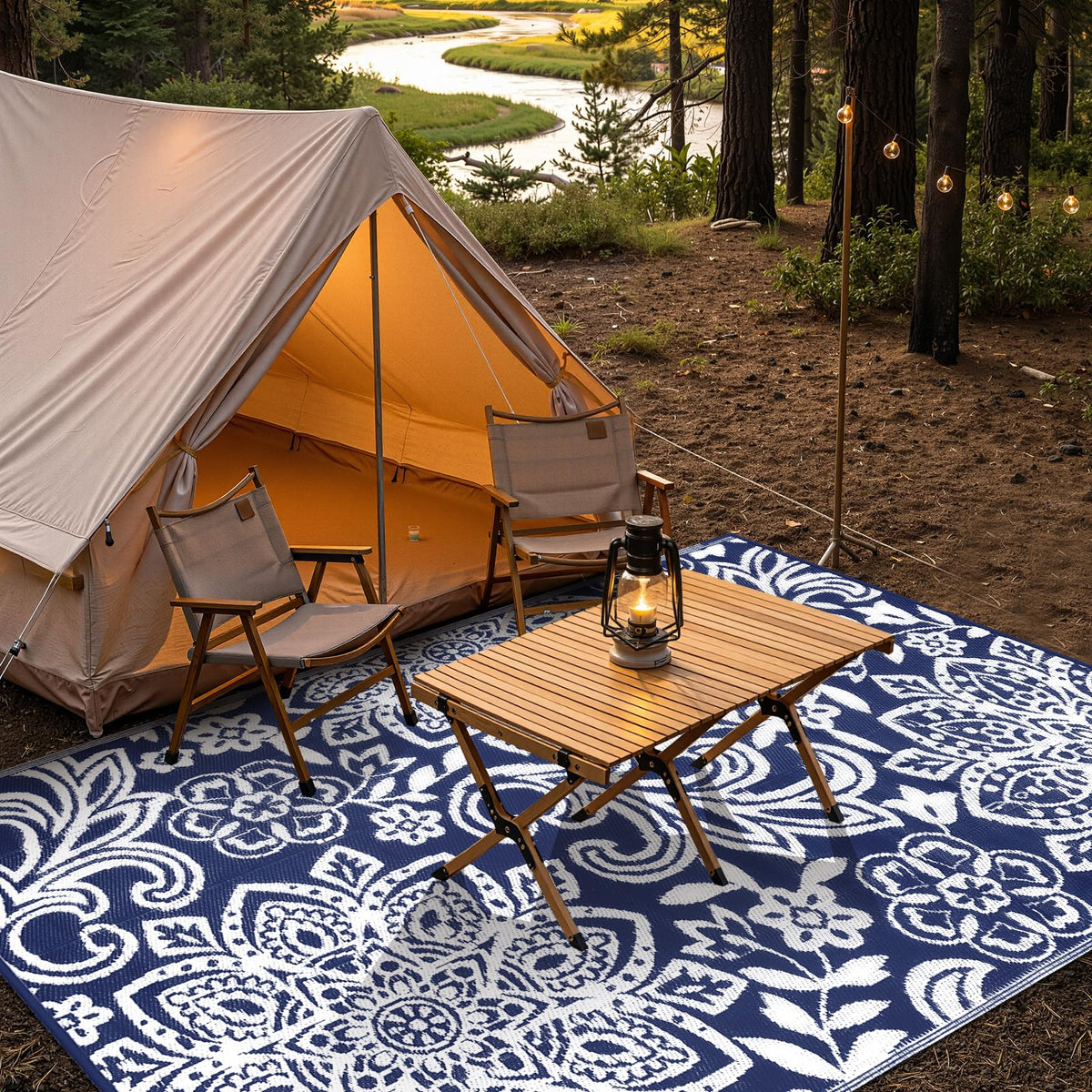 Waterproof Outdoor Rug 6' x 9' (Navy / 6' x 9')