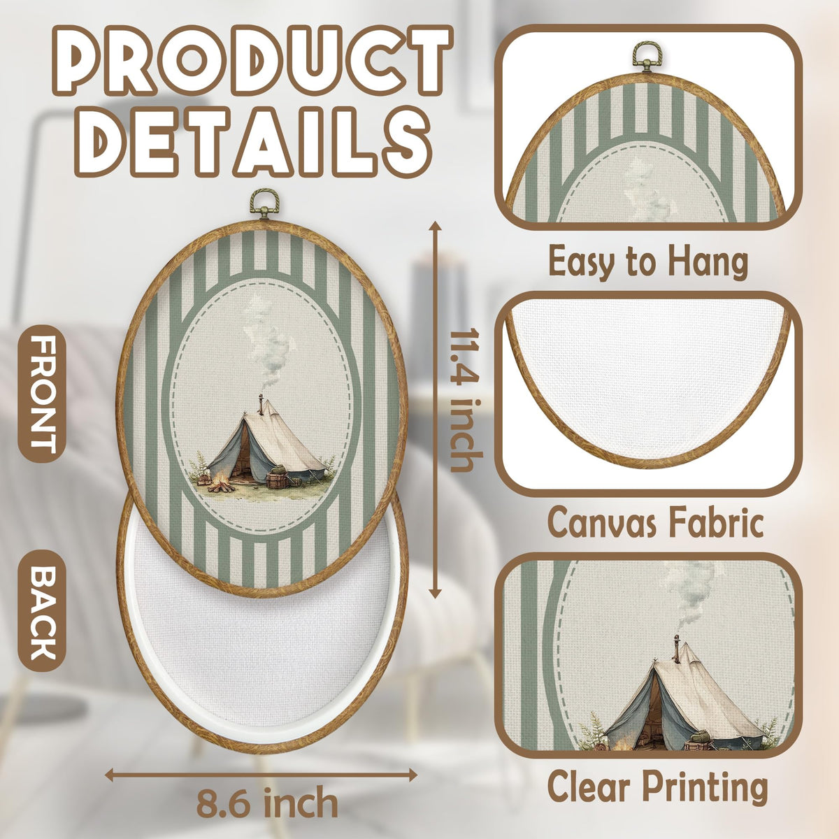 Vintage Camping Oval Wall Art Decor Products (Colour29)