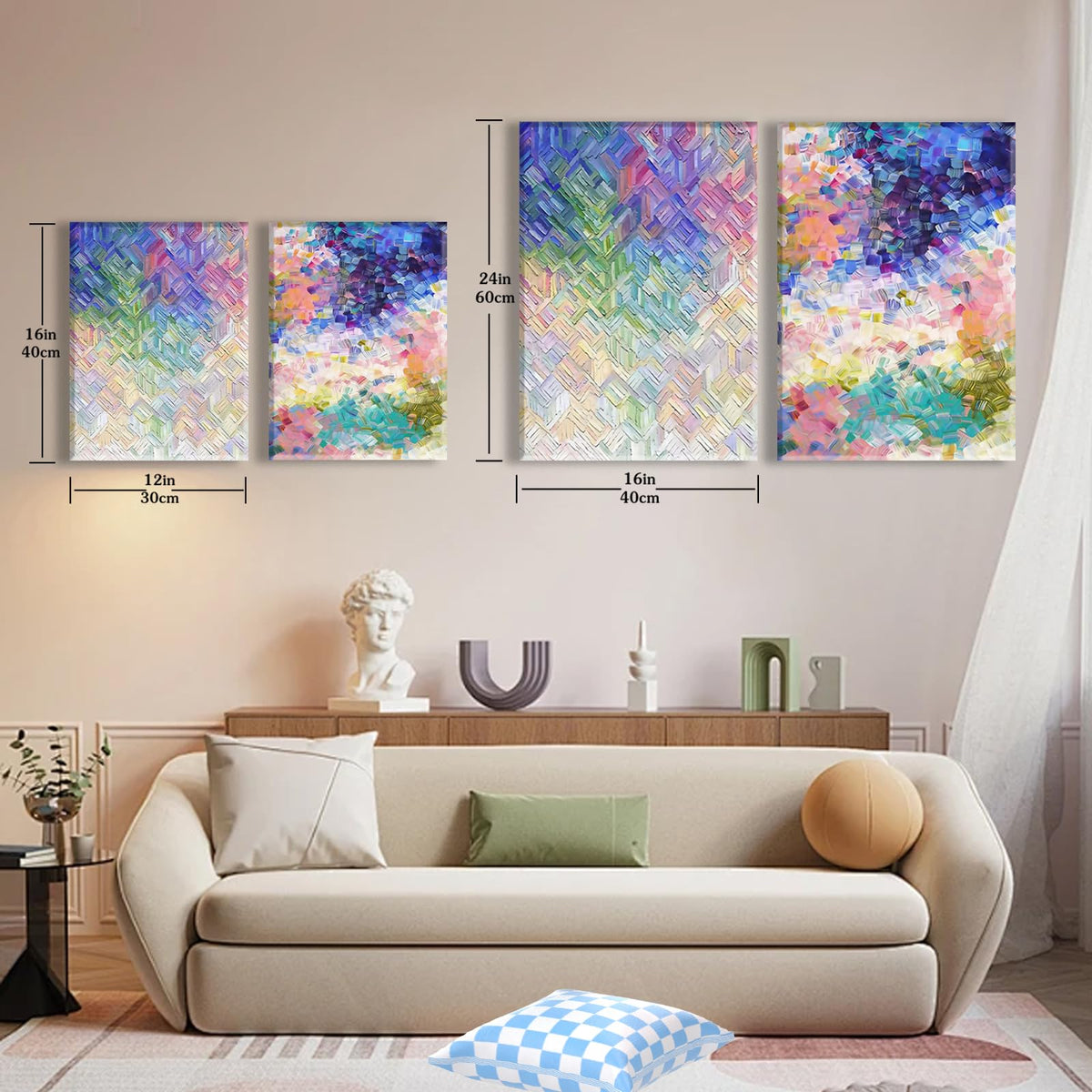 2 Pcs Framed Bathroom Wall Art Abstract Navy Blue And White Canvas Prints Simple Color Block for Living Room Bedroom Bathroom Office Ready to Hang 12x16 Inch (Color Blocks / 12X16inch)