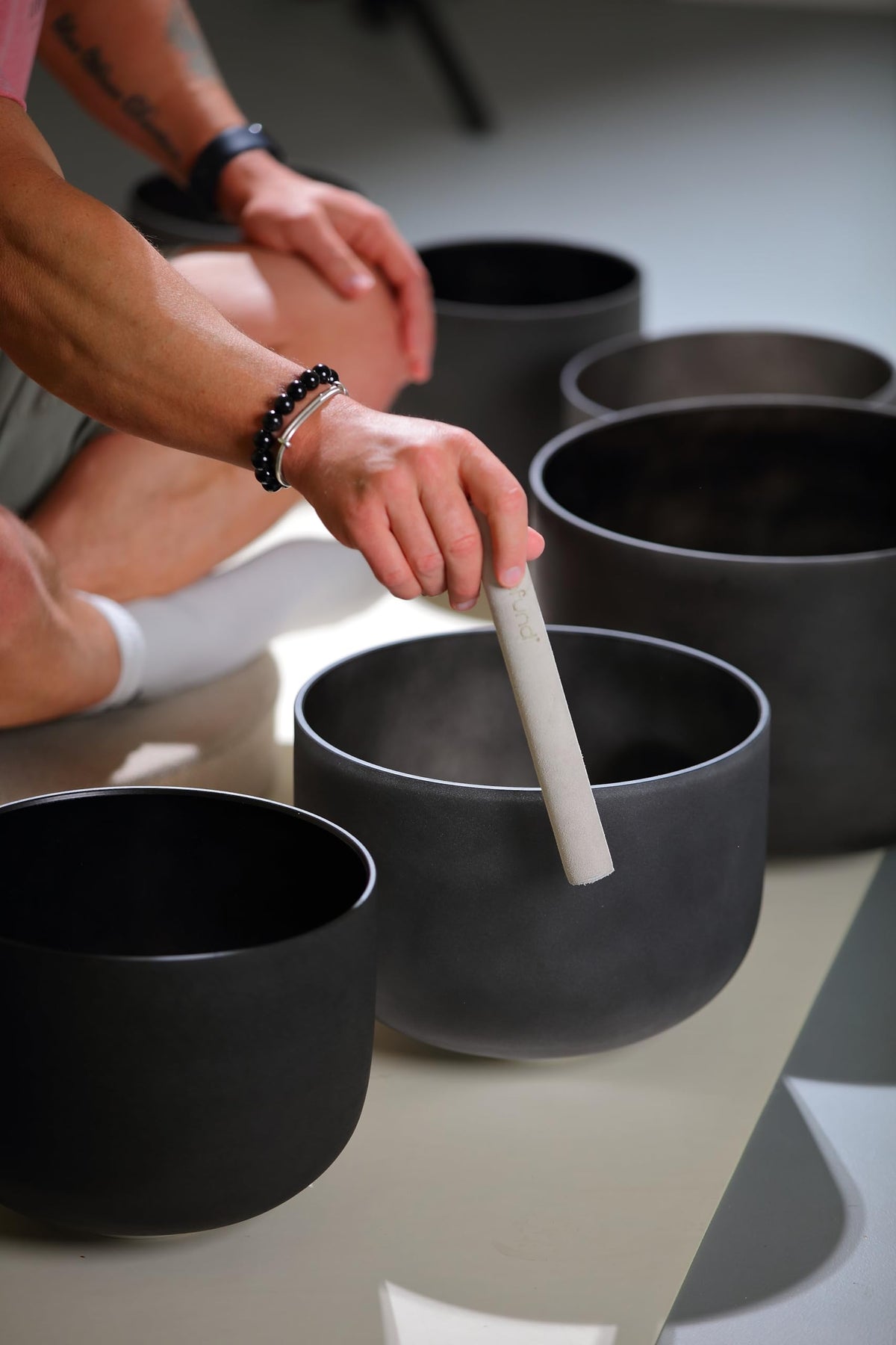 6 14" 7 Golden Sanskrit Black Crystal Singing Bowls Set (6-14 inch / Set of 7 Sanskrit Black)