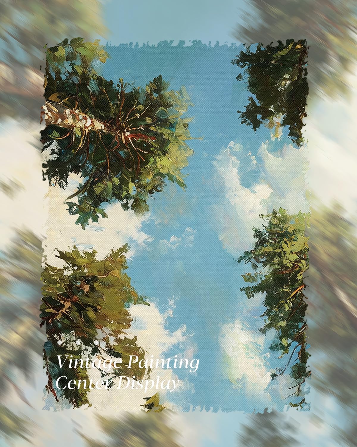Large Framed Forest Woodland Wall Art 16x24 Inch (The Sky and Forest / 24"L x 16"W)