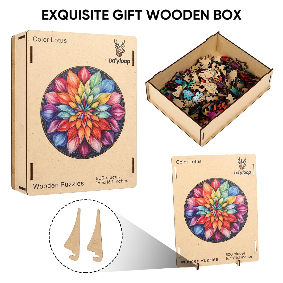 Mandala Wooden Puzzle (Color Lotus / Large)
