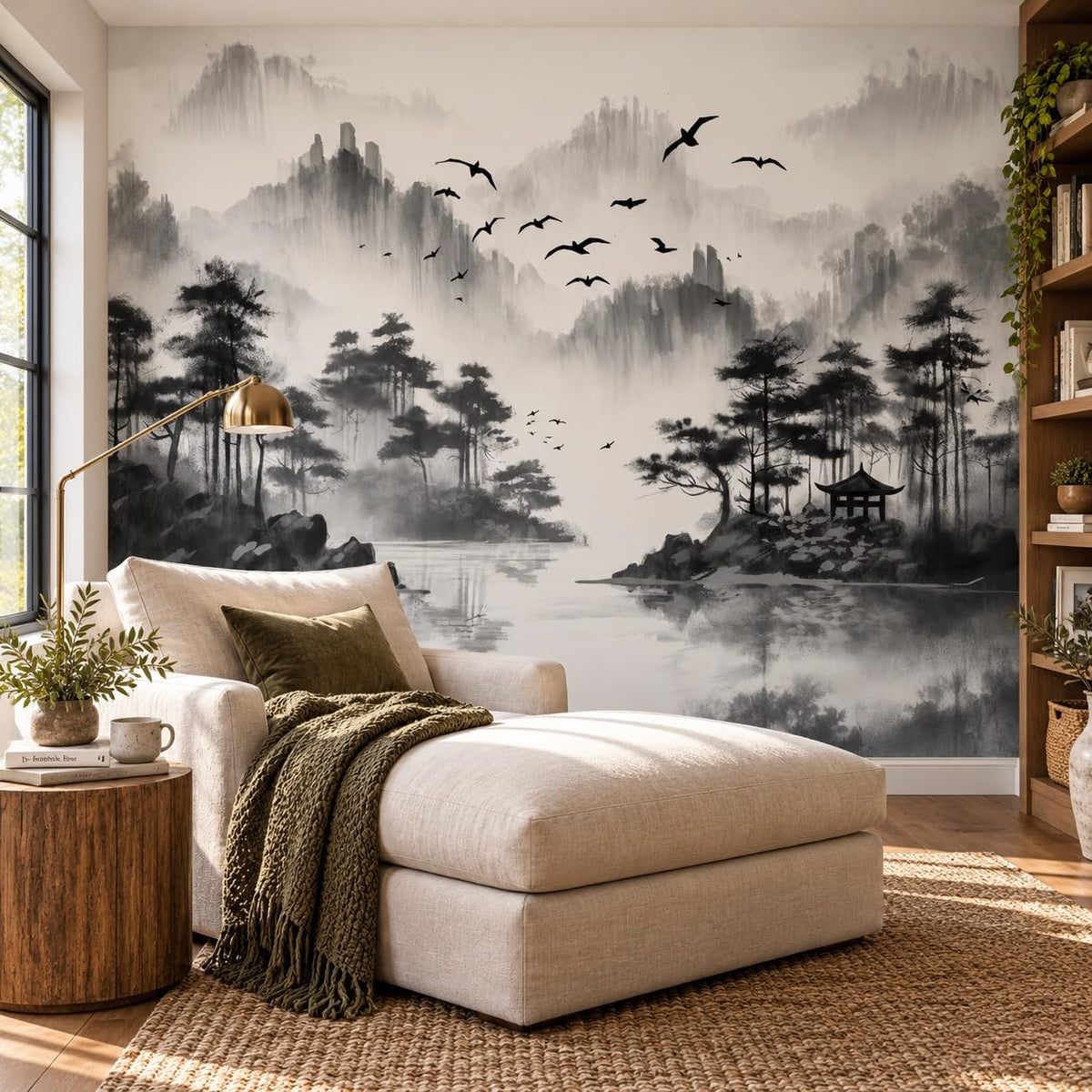 Peel and Stick Wall Mural Wallpaper Forest 137"×96" Decor A08 (A08 / 137" x 96")
