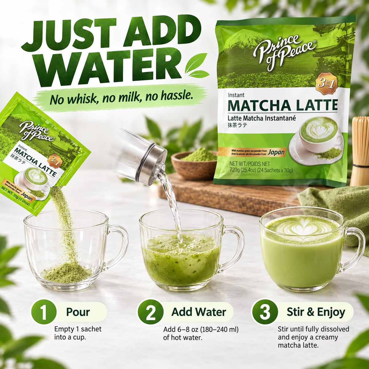 3 in 1 Matcha Latte Instant Beverage (24 Count (Pack of 2))