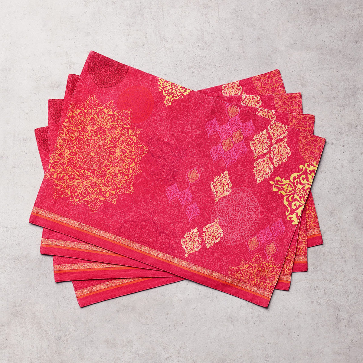 Placemats Set of 4 Reusable 100% Cotton (062 - Versailles / 13" X 19" (Pack of 4))