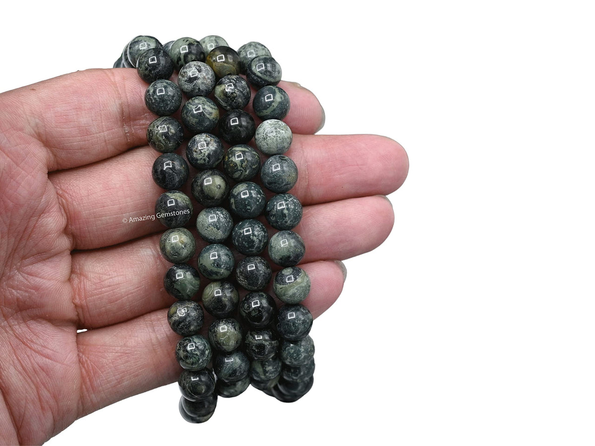 Kambaba Jasper Buddhist Prayer Beads Japa Mala with 108 Meditation Beads (Without Knots / Kambaba Jasper)