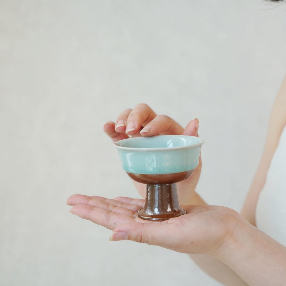 Ceramic Tea Cup (Brown And Sage green)
