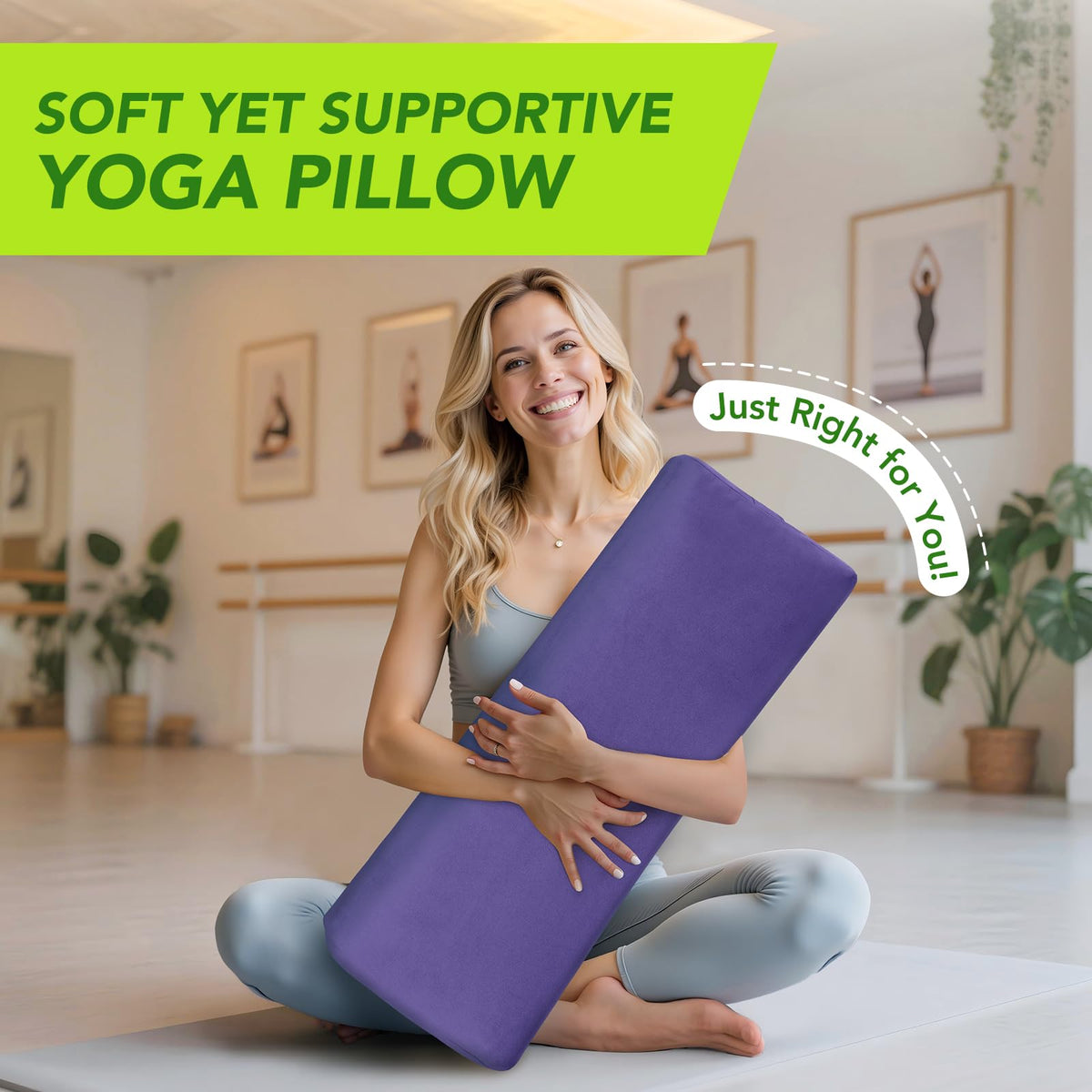 Yoga Bolster Pillow for Restorative (Purple)