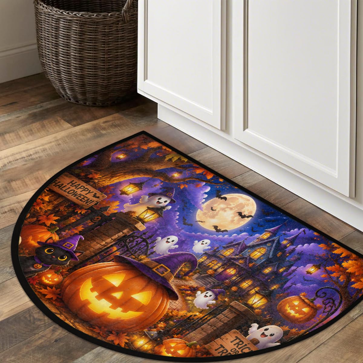 Halloween Half Round Rug Half Moon Door Mat Half Circle Rugs (Z:f-color 4)