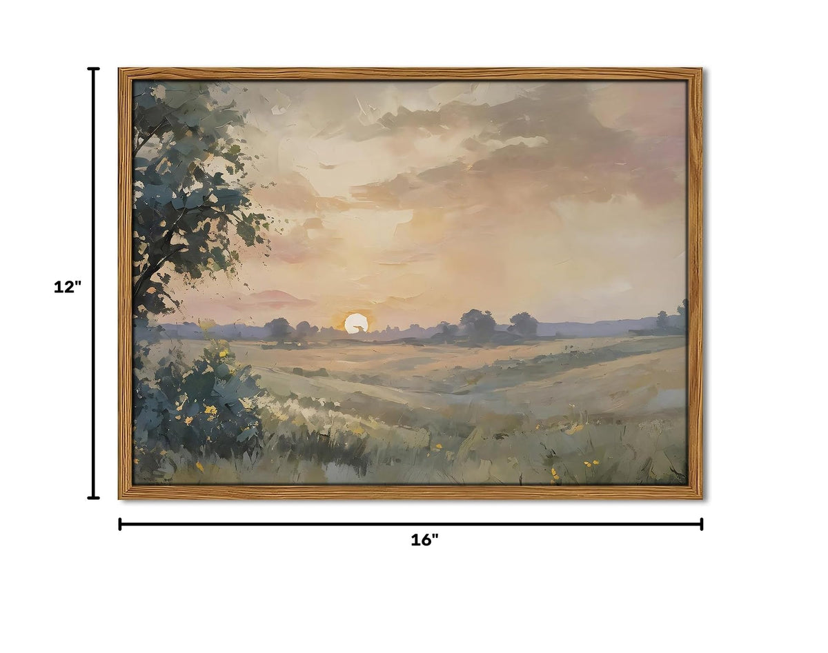 Wood Framed Vintage Wall Art (Sunset / 16"L x 12"W)