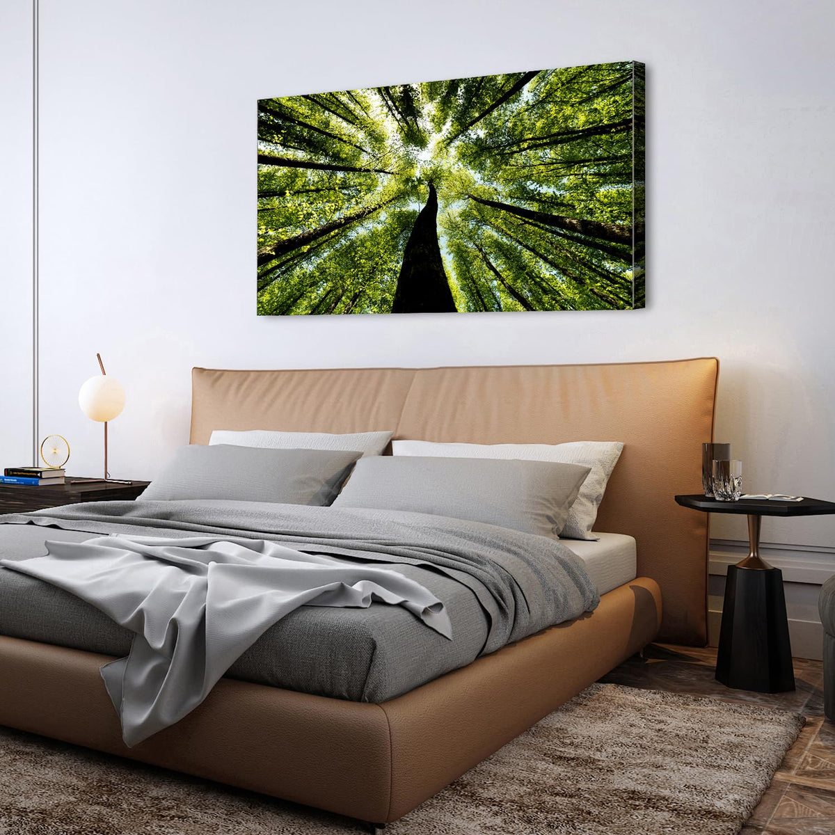 Large Morning Sunlight Forest Canvas Wall Art for Bedroom Living Room Modern Filtering Through Lush Bamboo Trees Picture Prints Green Light Landscape Painting Natural Artwork Home Decoration 30x60" (57.8"L x 30"W / Forest)