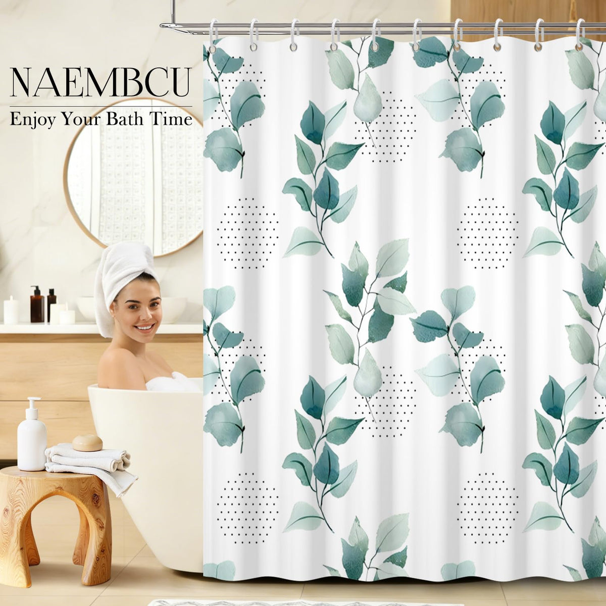 Modern Botanical Shower Curtain 71x74 Inch (Leaf)