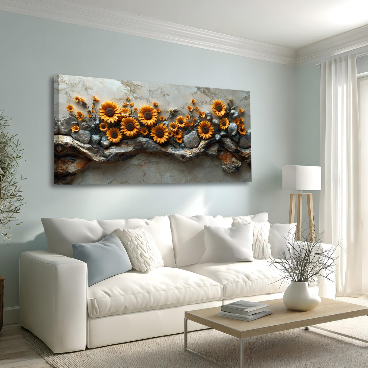 Sunflower Canvas Wall Art (40"L x 20"W / 3D Textured Floral)