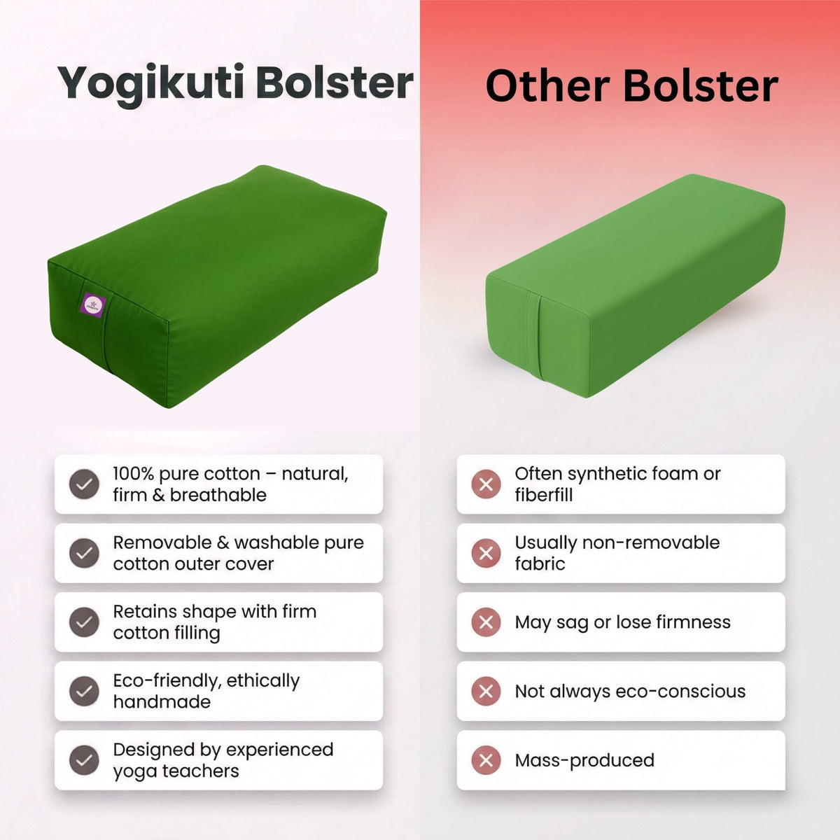 Rectangular Cotton Yoga Bolster (Green)