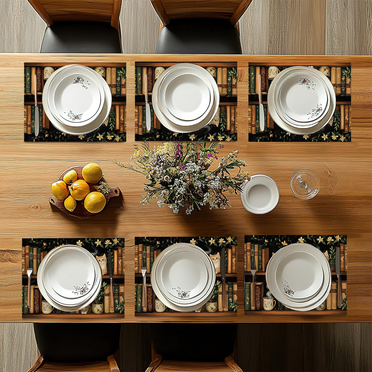 Cute Cat Placemats Set of 6 (Cute Cat Bookshelf)