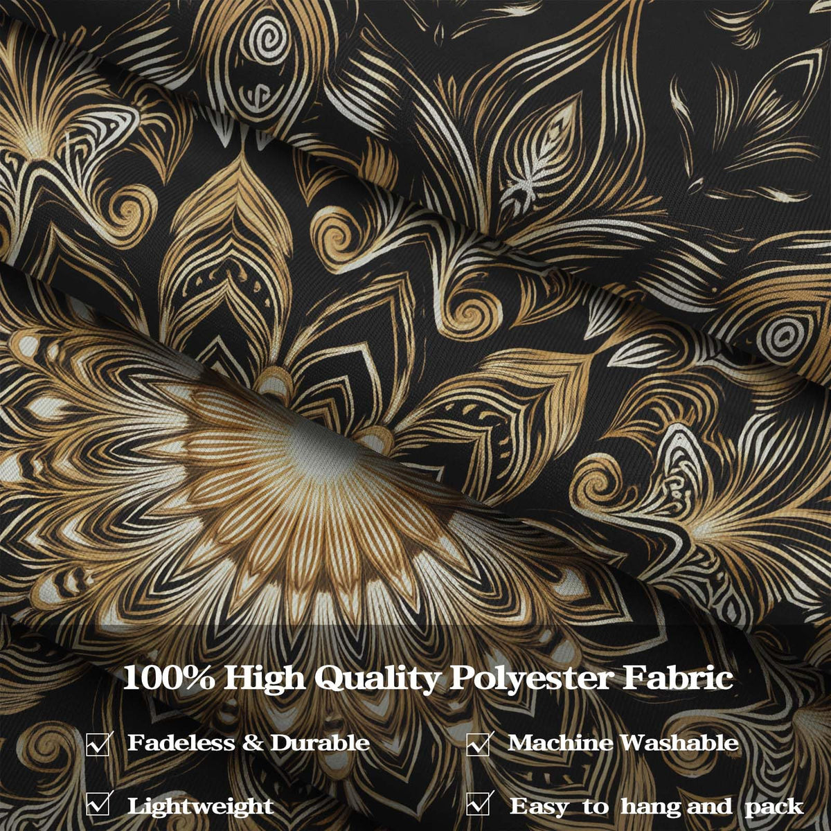 Tapestry Black Gold Luxury Mandala Tapestries Gothic Palace Tapestries Elegant Wall Tapestry Bedroom Dormitory Living Room Decoration 80"x60" (80"L x 60"W / Black Golden)