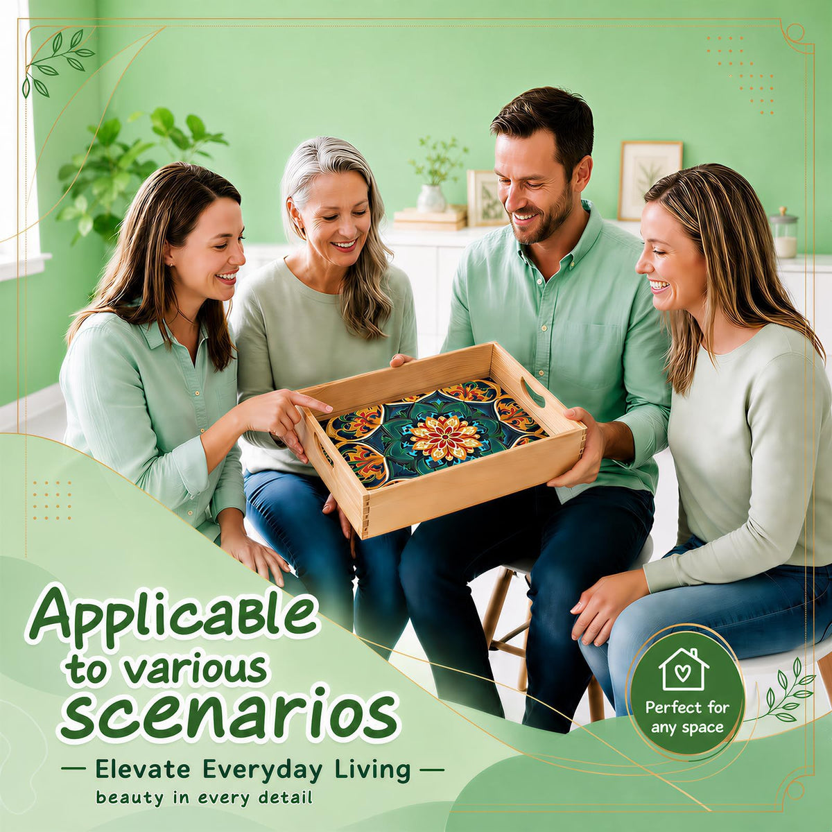 DOTSOS Diamond Painting Kits for Adults Wooden Serving Trays with Handles (Mantra LQ1)