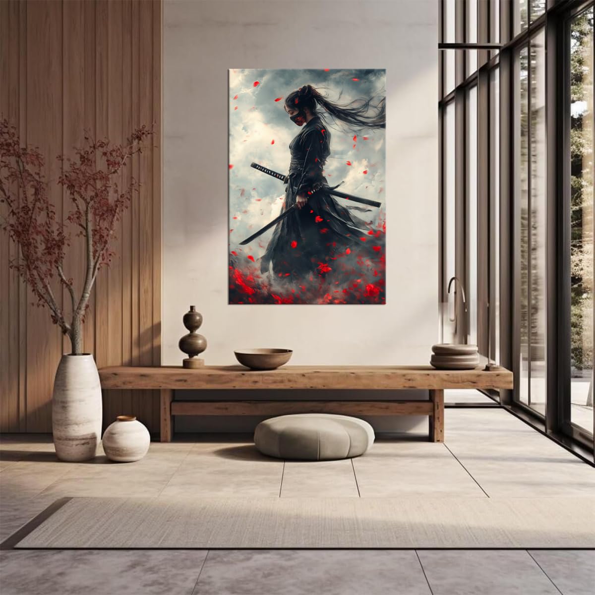 Female Samurai Ninja Canvas Wall Art (24"L x 36"W / Samurai2)